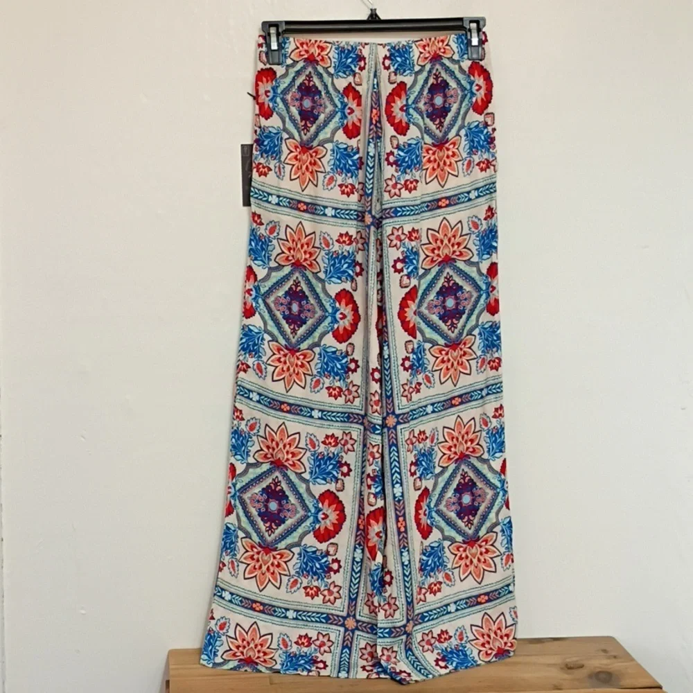Rachel Zoe Seaside Ready Linen Blend Elastic Waist Wide Leg Pants Size M NWT